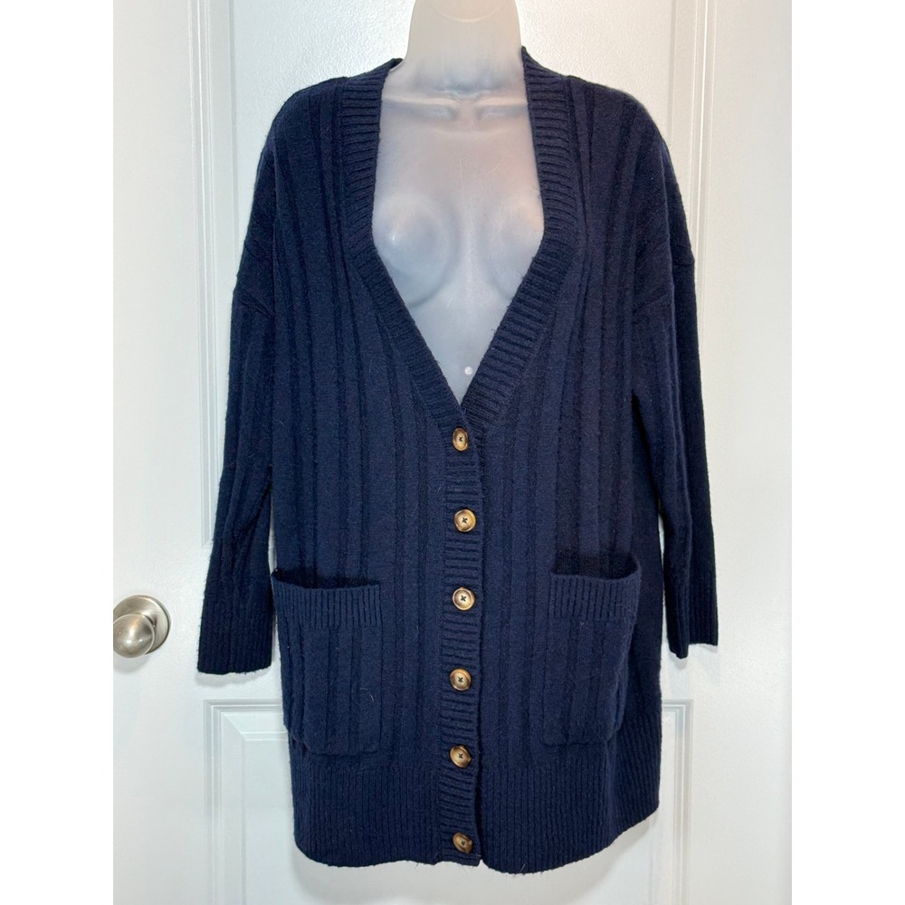 TORRID Navy Blue‎ Ribbed Button Front Long Cardigan Sweater Womens 00 Comfy Work